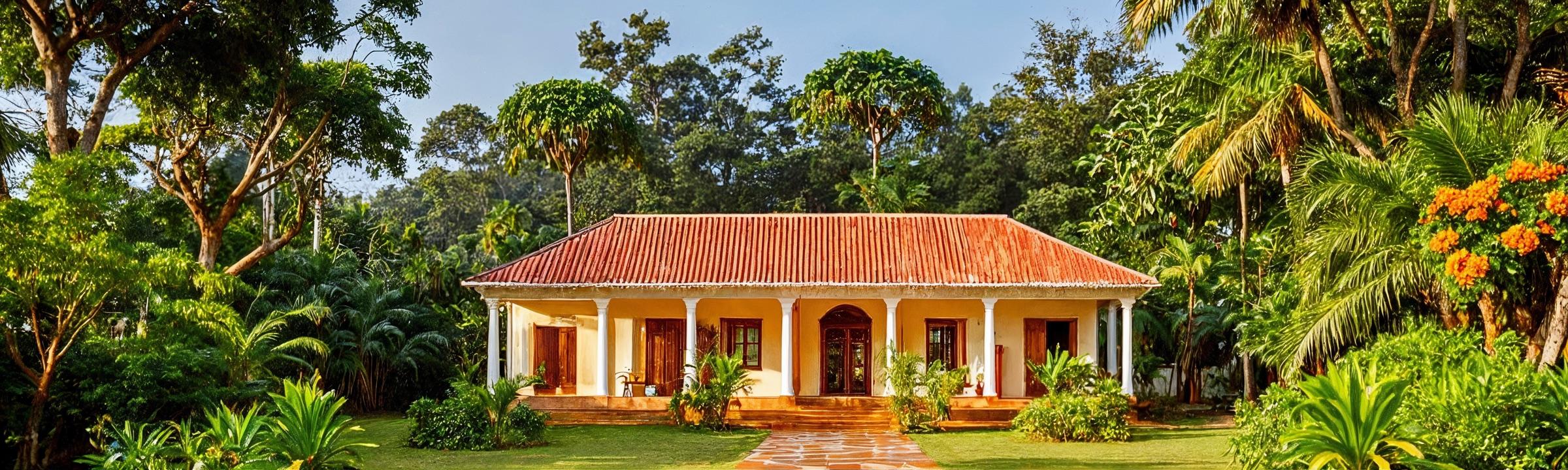 Anar Villa, a Mangalore-tile-roofed homestay with a columned verandah, surrounded by lawn and vineyards